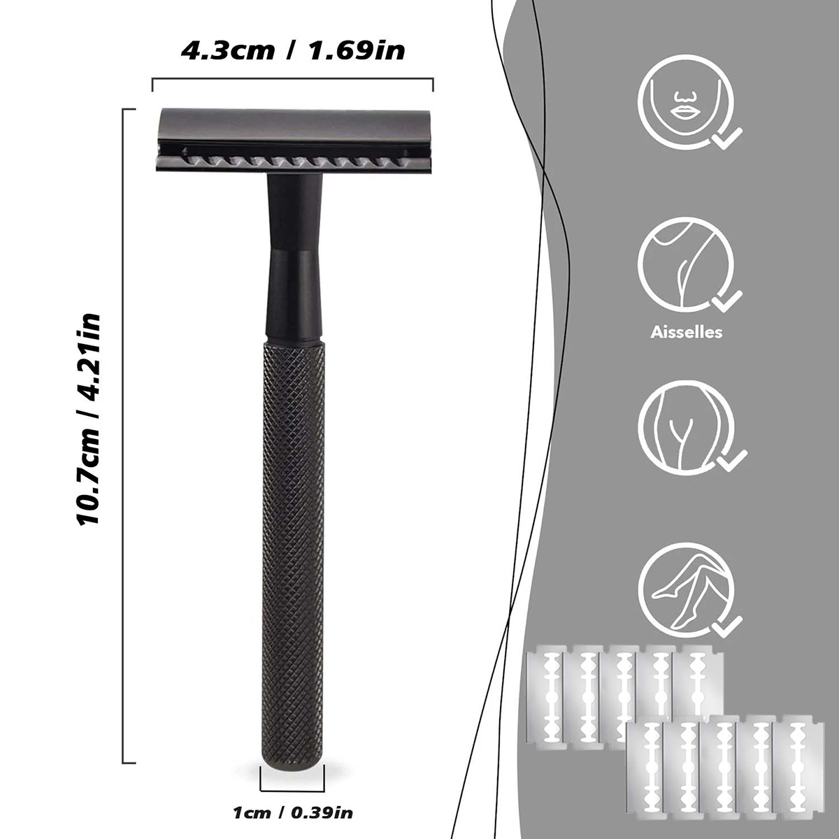 Safety Razor Handle - ماكينة حلاقة آمنة للرجال بمقبض أسود