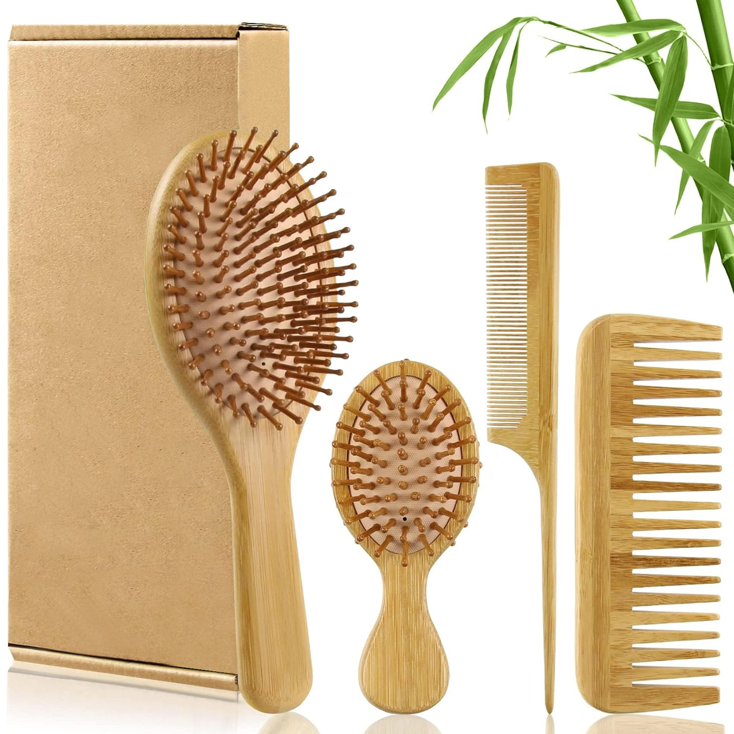 Bamboo Toothbrush - مجموعة فرشاة ومشط شعر من الخيزران
