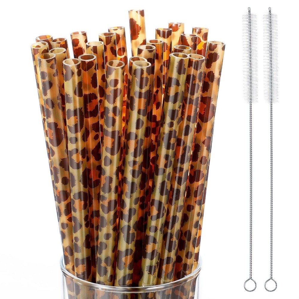 مصاصات شرب عصرية بنقشة الفهد ق - مراجعة Reusable Straw وسعره