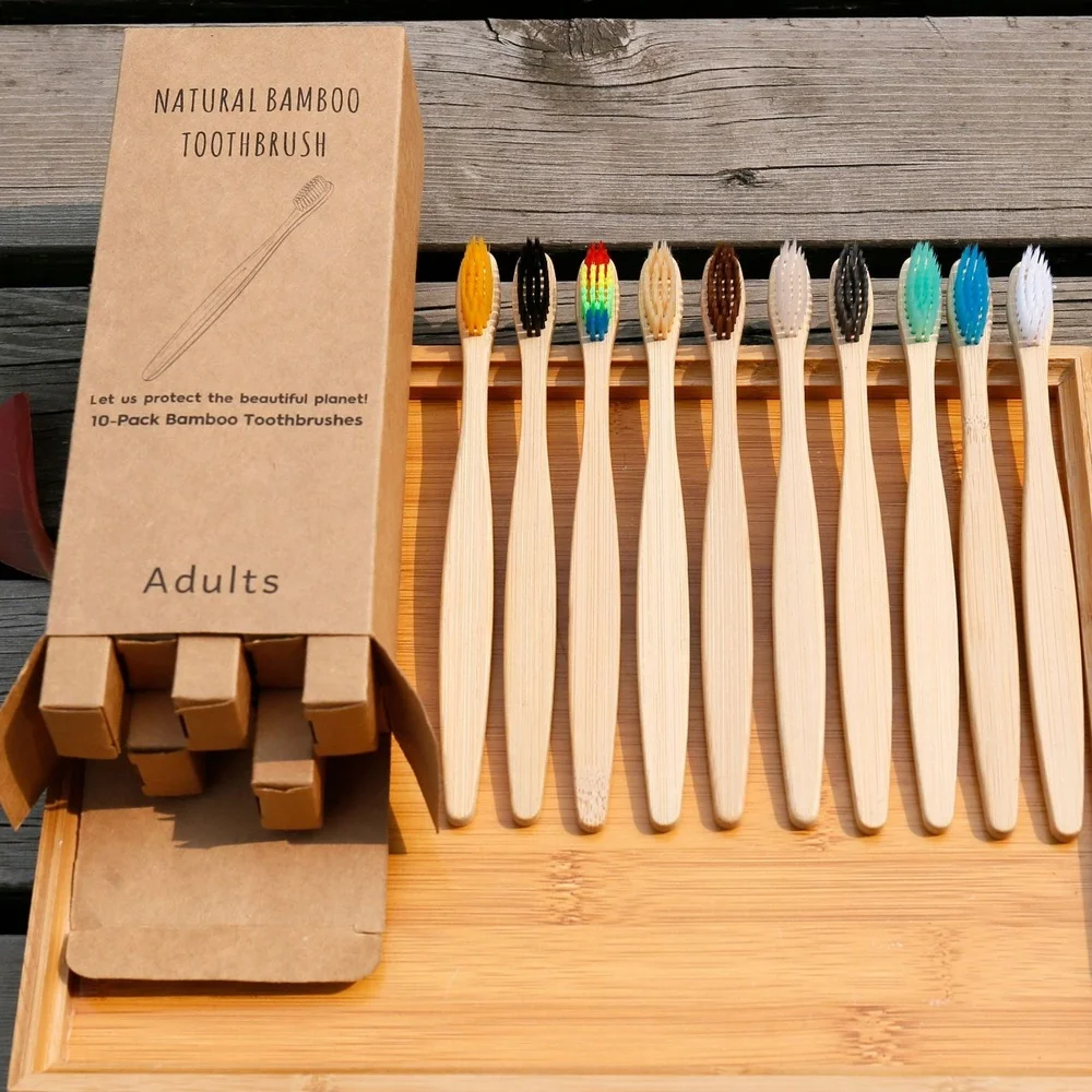 10 قطعة فرشاة الأسنان الملونة  - مراجعة Bamboo Toothbrush وسعره