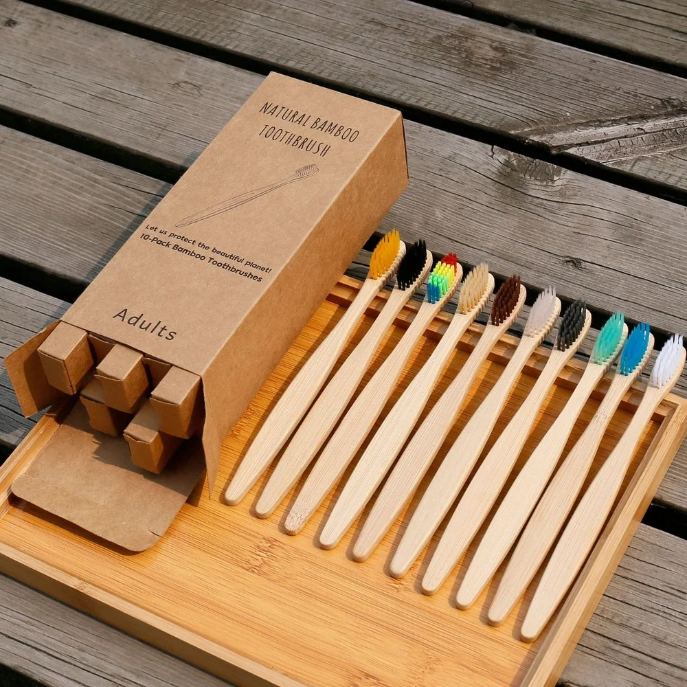 10 قطعة فرشاة الأسنان الملونة  - مراجعة Bamboo Toothbrush وسعره