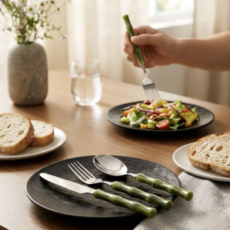 أدوات مائدة من الفولاذ المقاوم - مراجعة Bamboo Cutlery وسعره