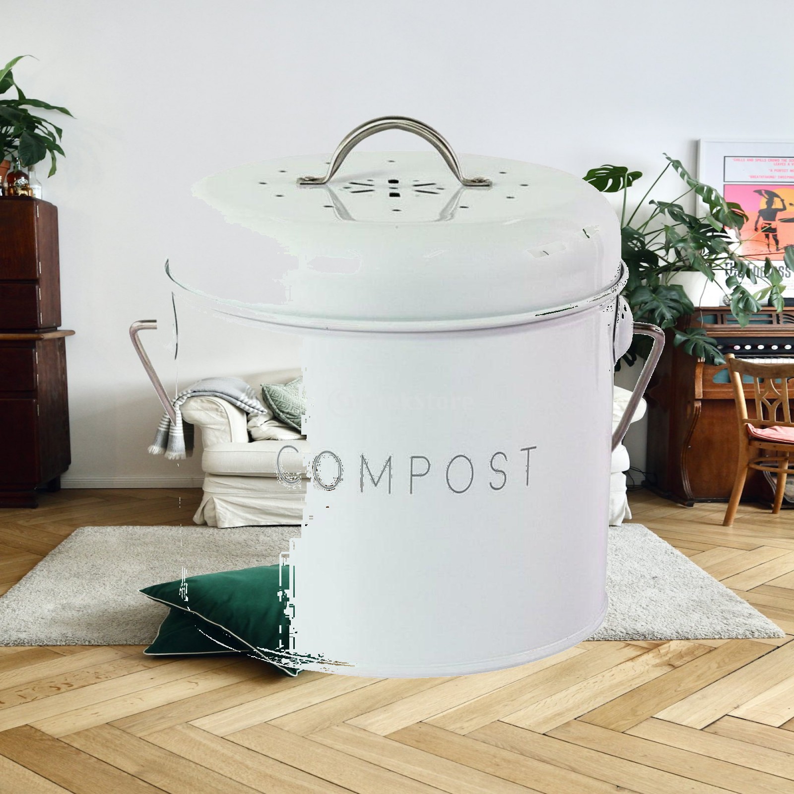 سلة مهملات مكتبية للمطبخ، حاوي - مراجعة Compost Bin وسعره